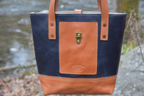 Special Navy Tan Tote